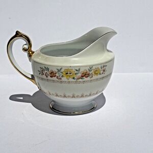 Meito China FONDA Creamer Gold Trim Hand Painted Floral 4" tall